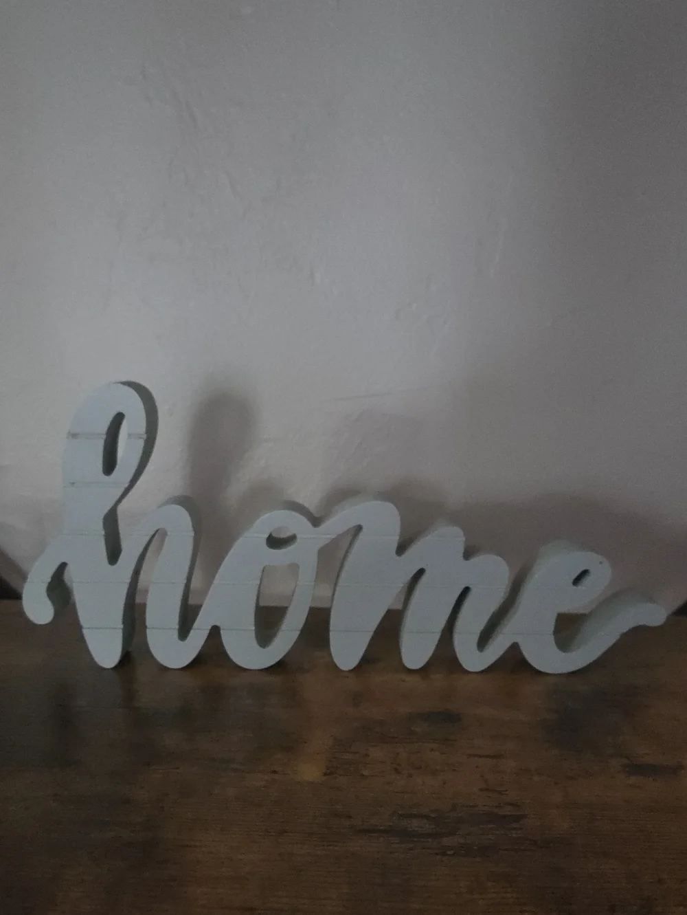 Home Script Wooden Wall Decor - Light Gray/Blue